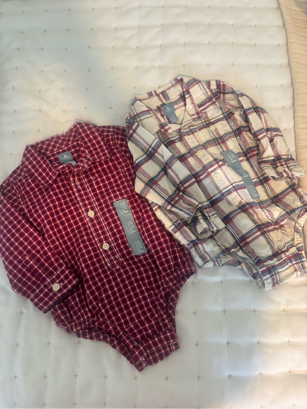 NWT baby Gap Plaid Button-Front One-Piece Bodysuits — Bundle